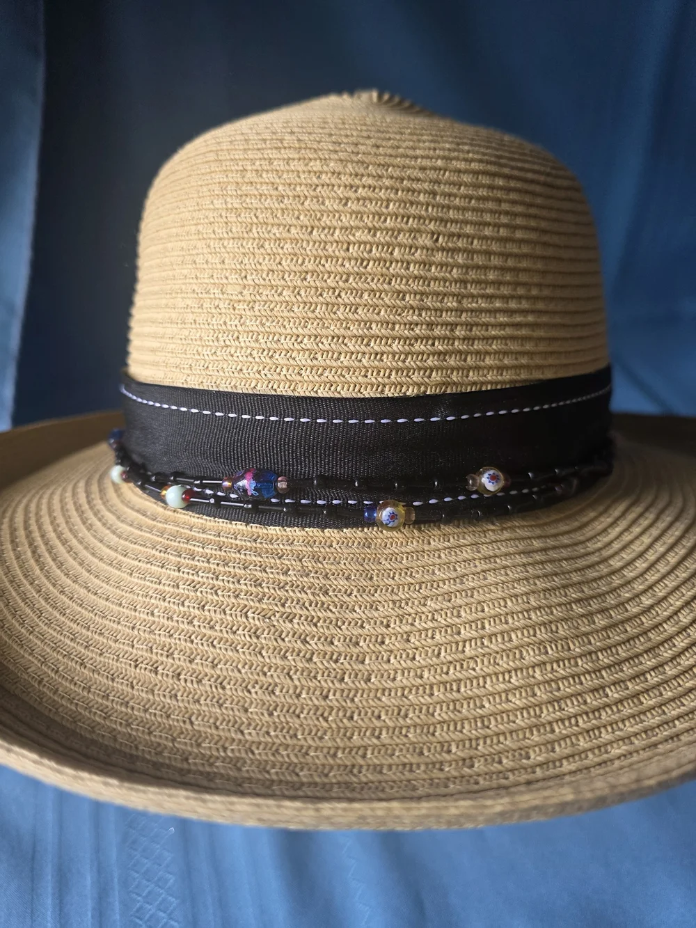 Vingtage Cov-Ver Your World Natural Fiber Woven Sun Hat Panama Boho One Size